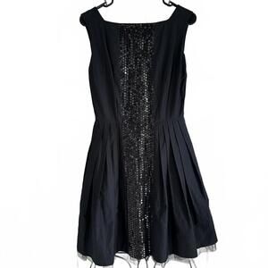 Eccentrica Black Sleeveless Sequin Pleated Dress Made In Italy - Small